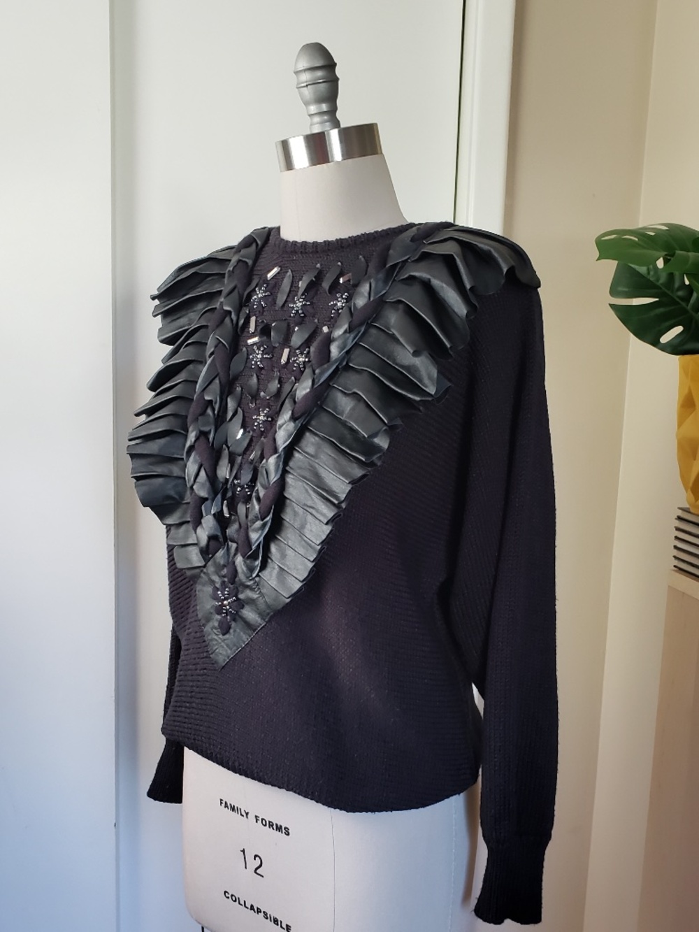 VINTAGE Sally B Retro Leather Sweater Size Medium